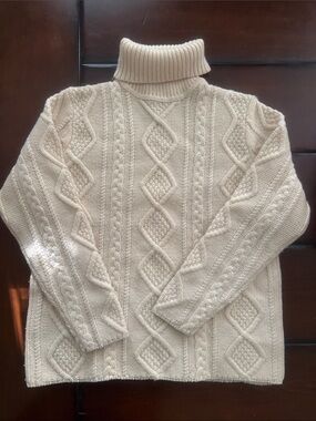 Eddie Bauer Women’s Turtleneck Cable Knit Sweater - Cream